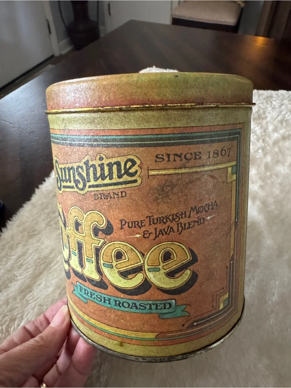 Vintage Sunshine Coffee by Ballonoff Tin Canister collectible farmhouse cottage